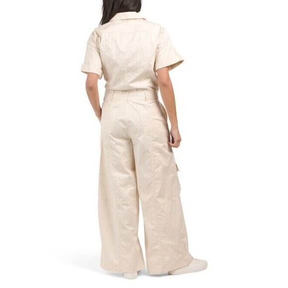 Zara Light Beige Cargo Jumpsuit Boiler suit S - Picture 2 of 7